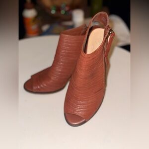 Bella Vita Brown Peep-Toe Mules